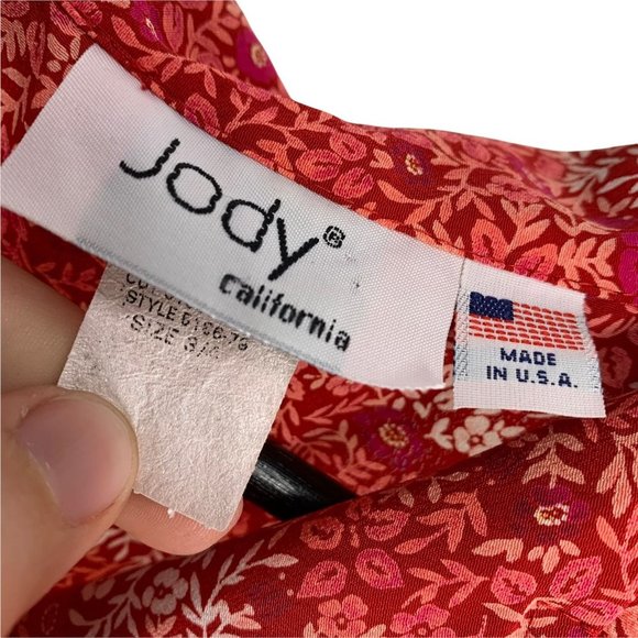 Vintage 90s Jody of CA Micro Floral Button Up Short Sleeve Maxi Dress Small - Picture 5 of 11